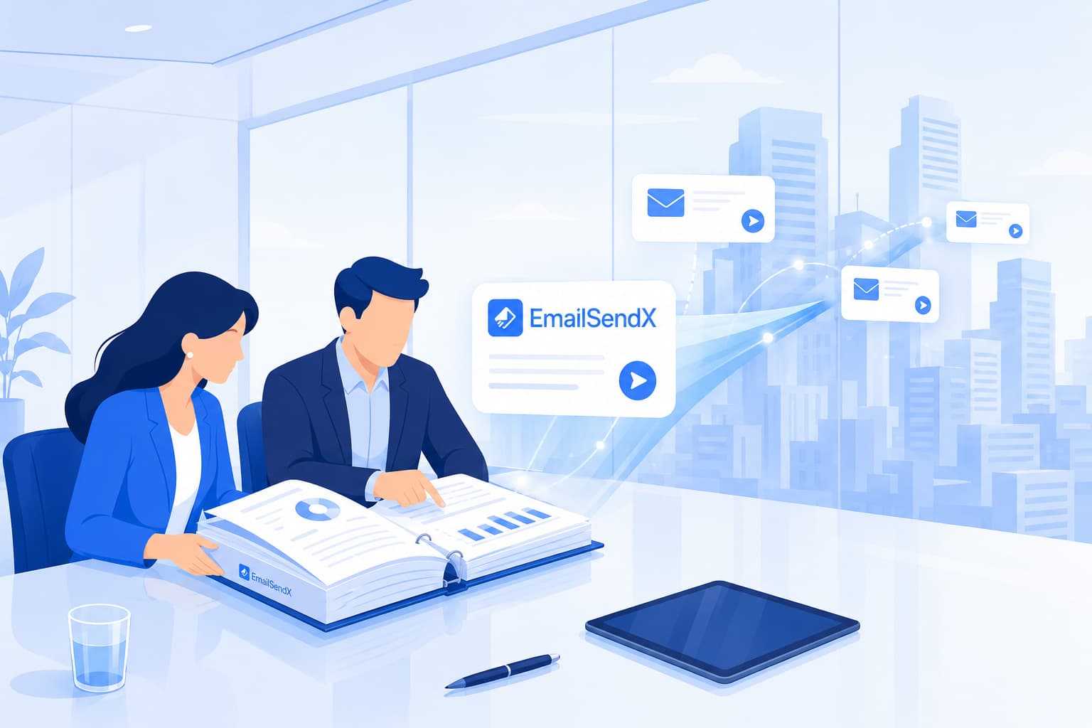 B2B services team nurturing business leads with automated email campaigns