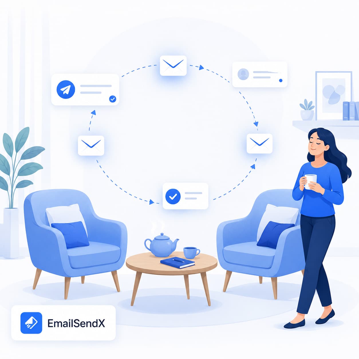 Automated email follow-up loop guiding a coaching lead from discovery call to enrollment