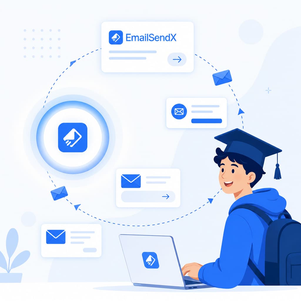 Automated course launch email loop moving subscribers from announcement to enrollment