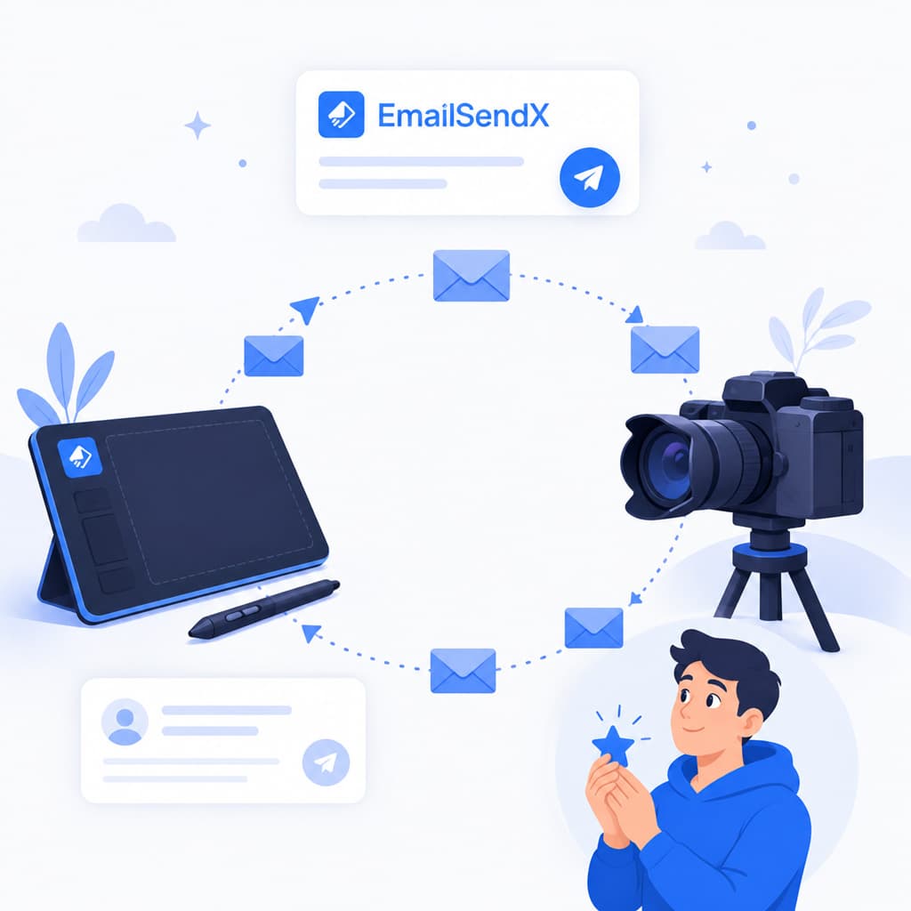 Automated launch email loop reaching a creator’s fans