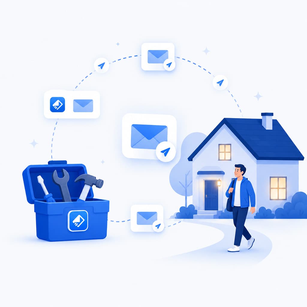 Automated annual service reminder loop bringing a home service customer back