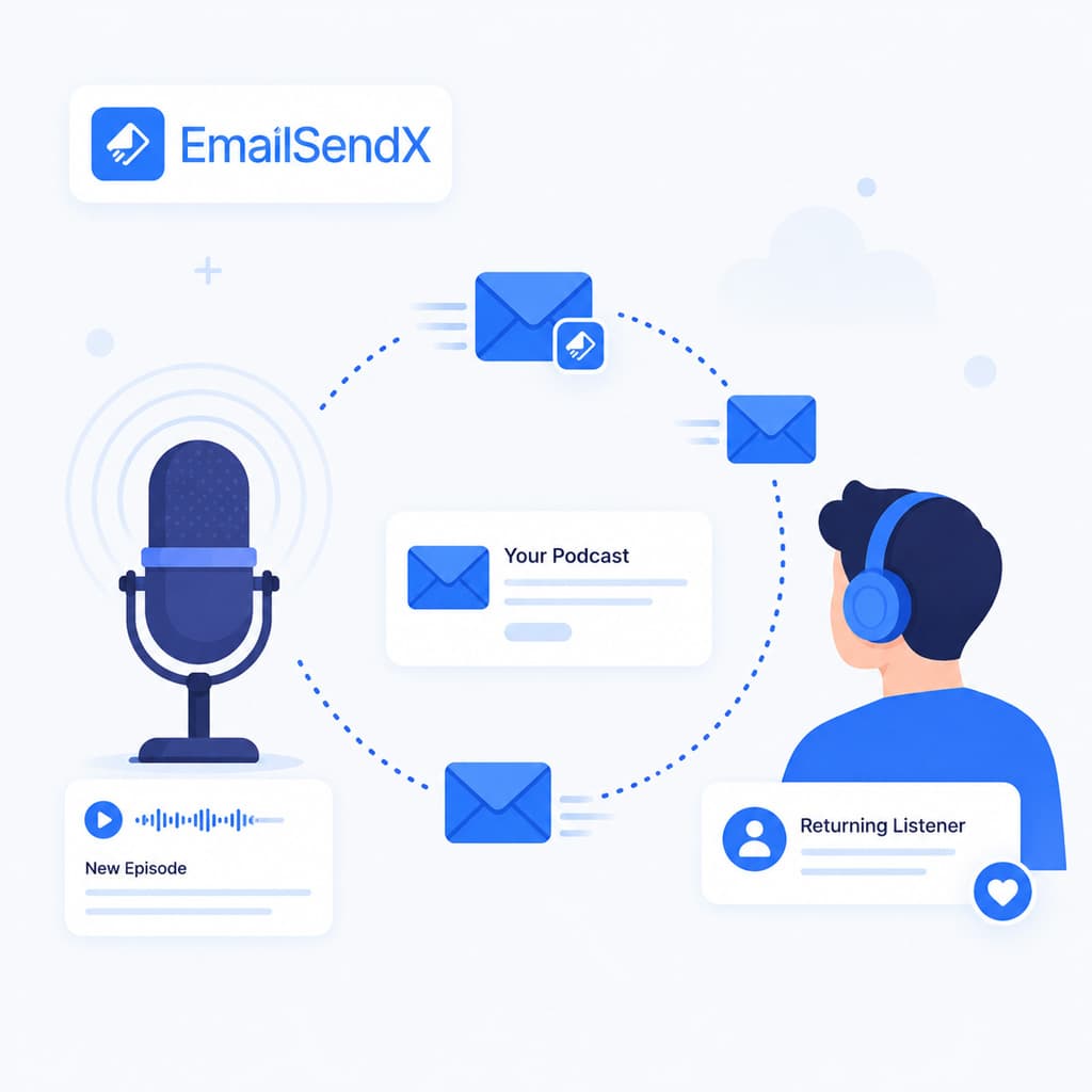 Automated episode announcement loop reaching podcast listeners