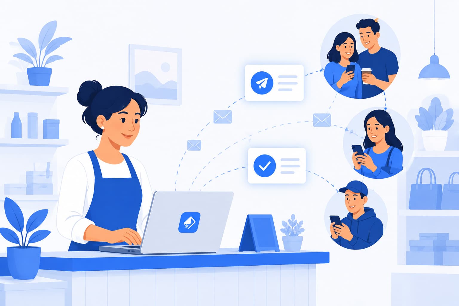 Small business owner sending email campaigns to customers from one dashboard
