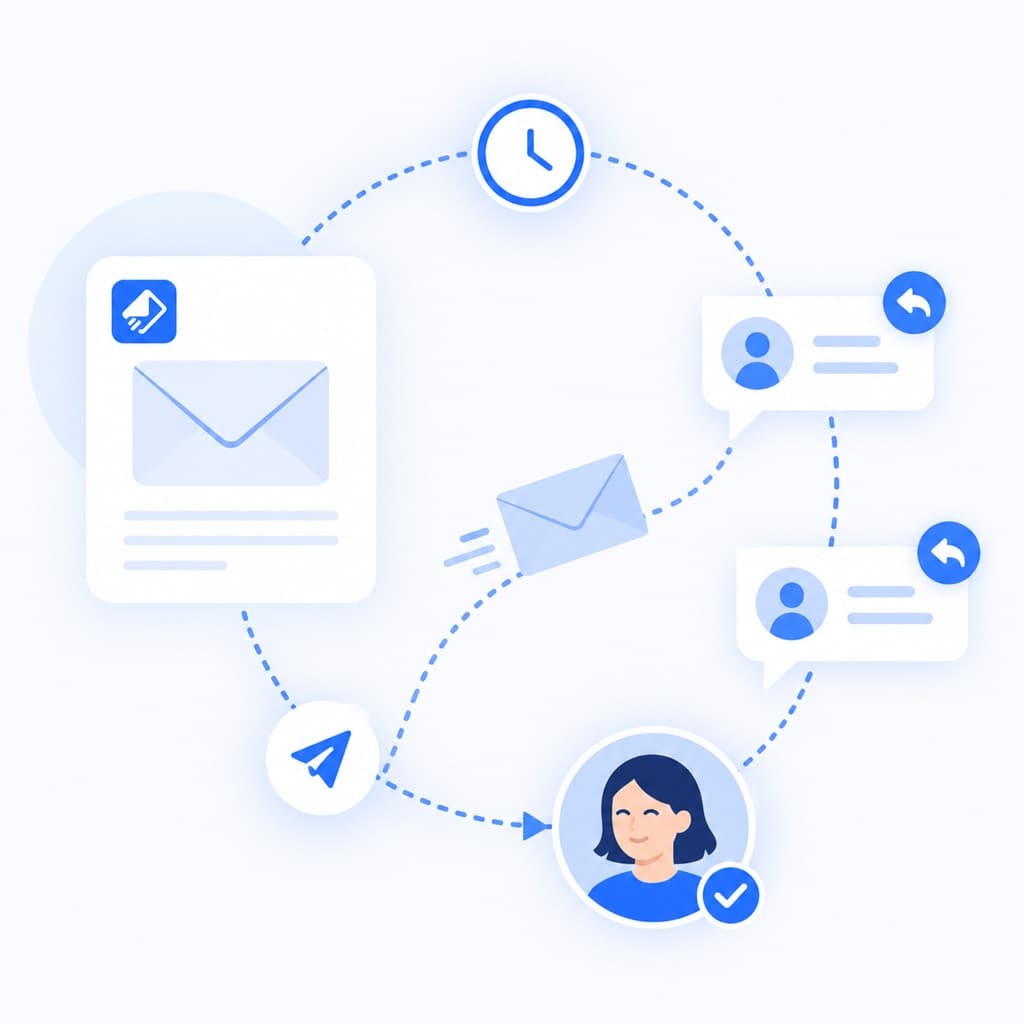 Automated email follow-up loop reaching a customer